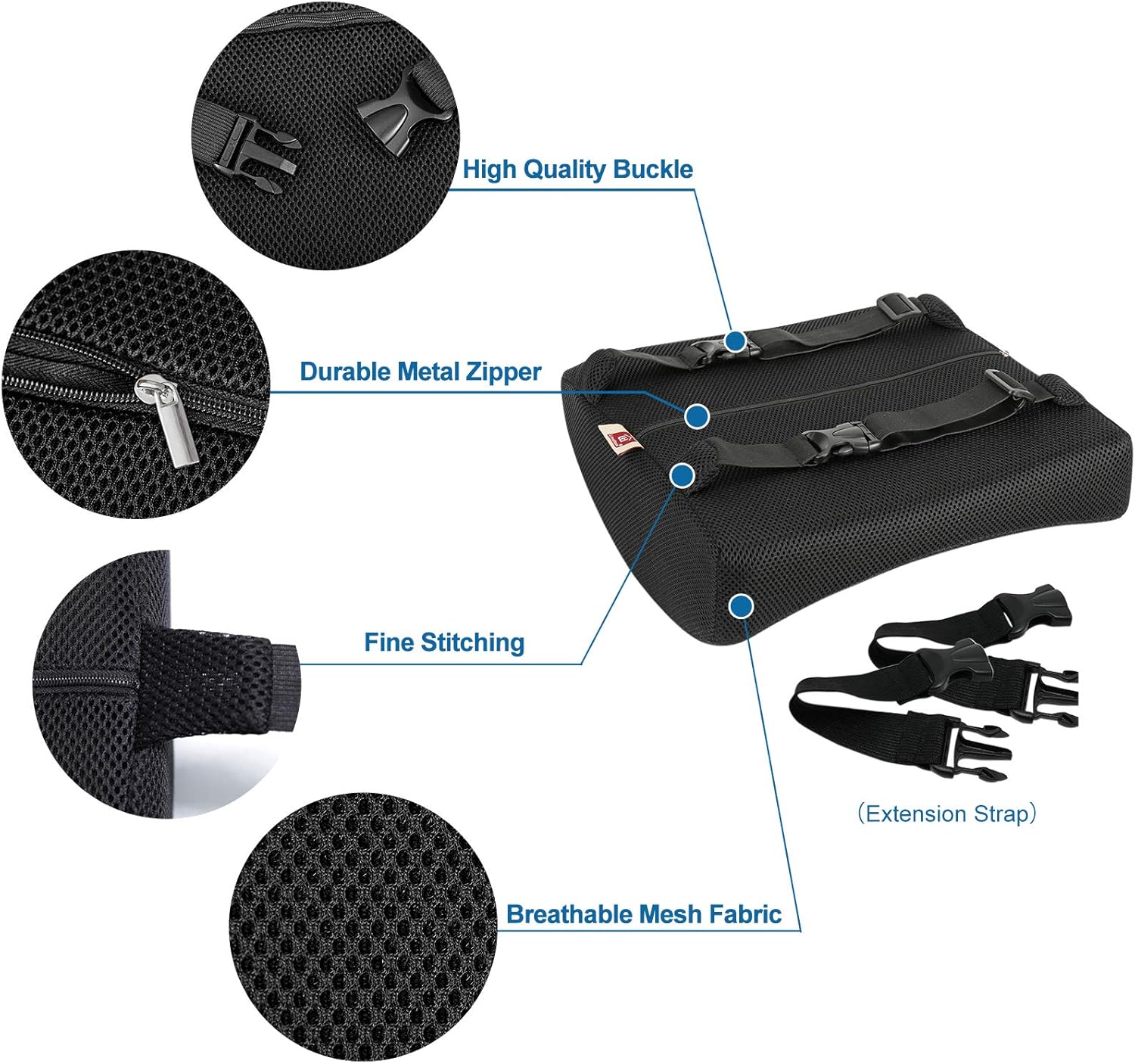 LOVEHOME Memory Foam Lumbar Support Back Cushion with 3D Mesh Cover Balanced Firmness Designed for Lower Back Pain Relief- Ideal Back Pillow for Computer/Office Chair, Car Seat, Recliner etc. - Black: Home & Kitchen