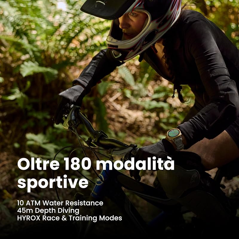 T-Rex 3 Pro Smartwatch Outdoor 44 mm Display AMOLED in zaffiro, torcia integrata, ghiera in titanio, GPS Dual-Band, mappe offline, fino a 17 giorni di autonomia, 10 ATM, 180+ modalità sportive