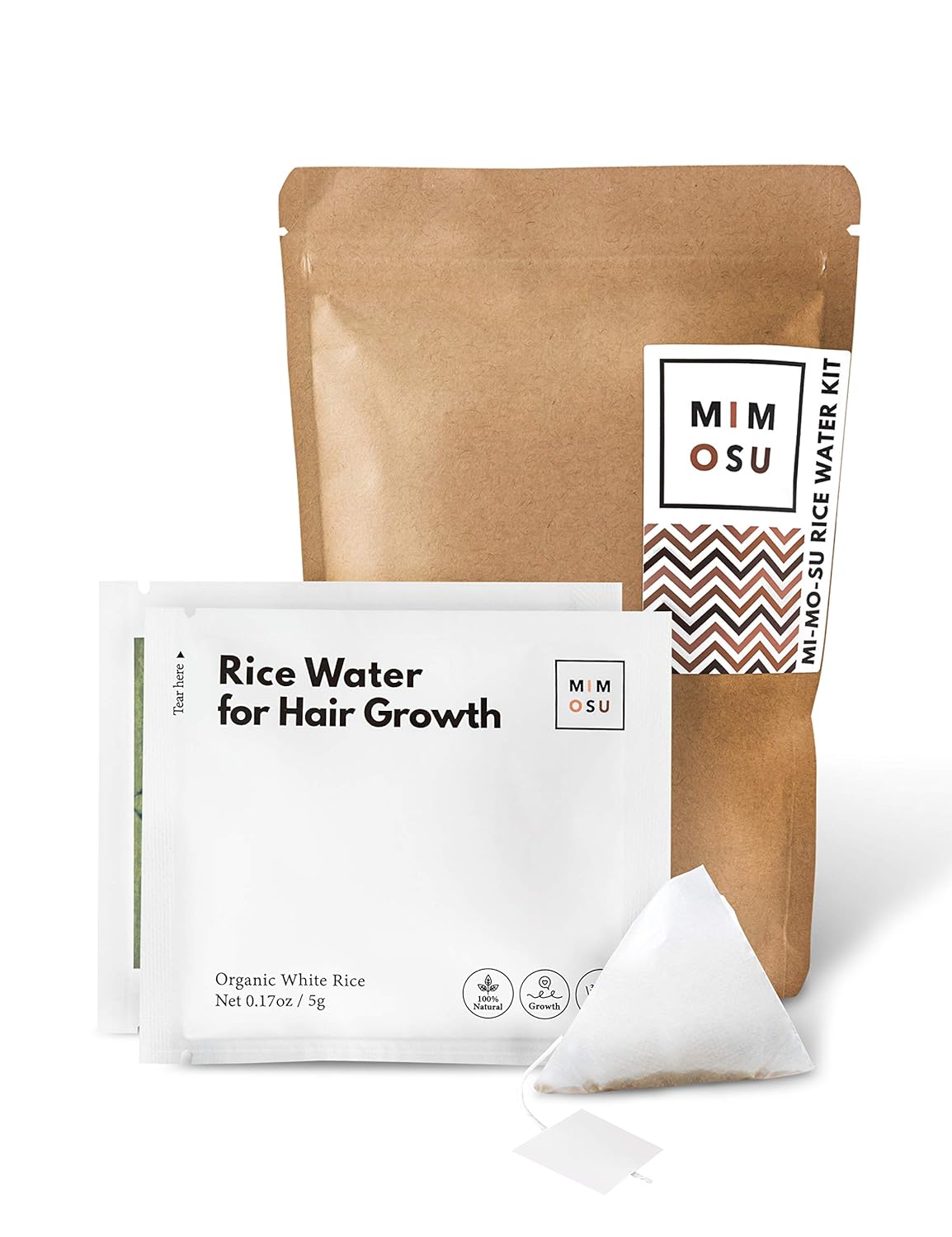 Rice Water for Hair Growth DIY Tea Bags, Natural Deep Conditioner & Detangler, Nourished Organic Rice Protein to Help Regrowth & Repair Damaged Hair, Curly Girl Method Fermented Rice Water Hair Growth