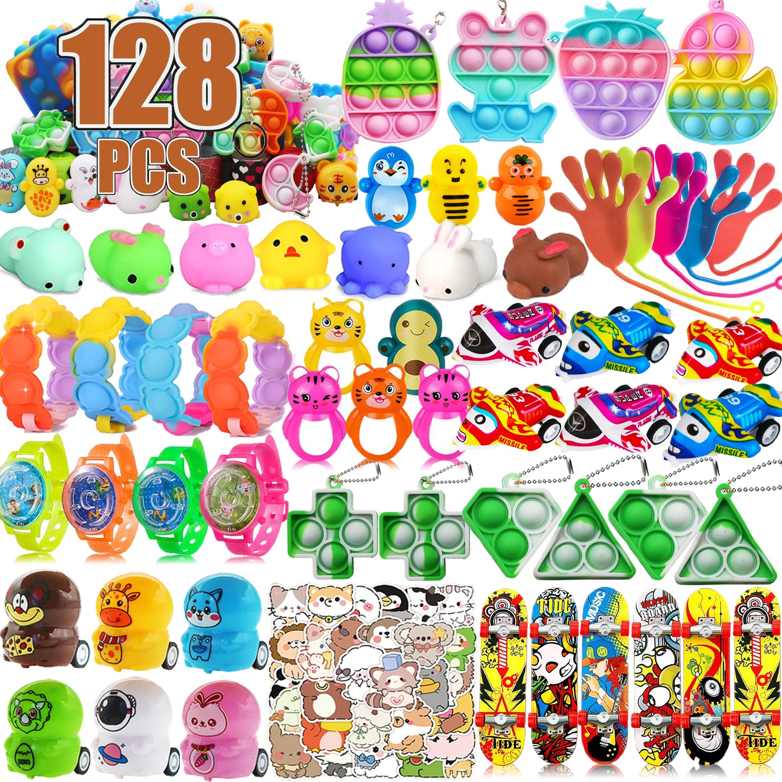 Photo 1 of 128 Pcs Party Favors for Kids, Pop Fidget Toys Bulk, Easter Egg Fillers, Treasure Box Toys, Pinata Stuffers, Classroom Prizes, Goodie Bag Filler, Treasure Chest Carnival Prize for Boys Girls 4-8