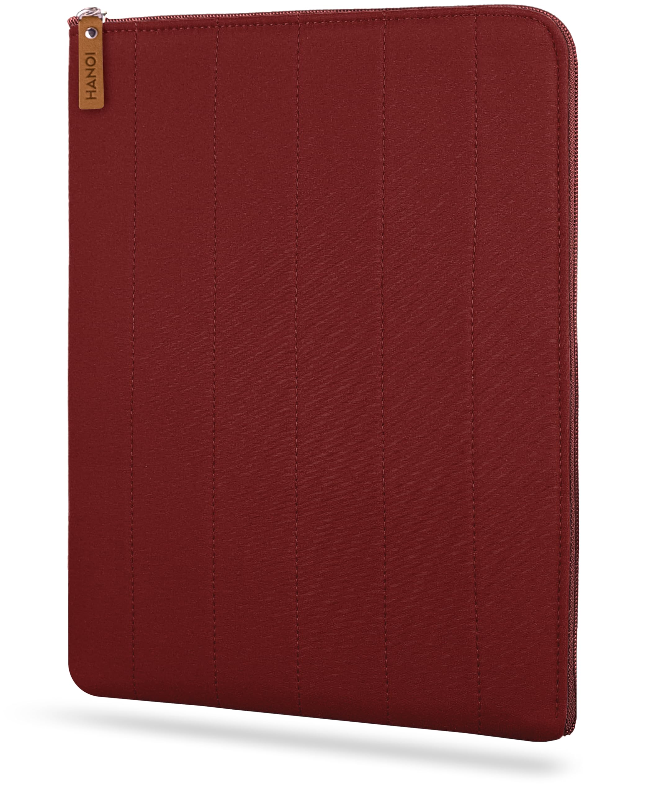 HANOI Collection® Lisboa™ Book Sleeve with Zipper, Book Protector, Book Pouch for paperbacks. Padded Book Cover for Hard Covers. Large Bookcase with Zipper, Hardcovers Protector (Dark Red, Large)