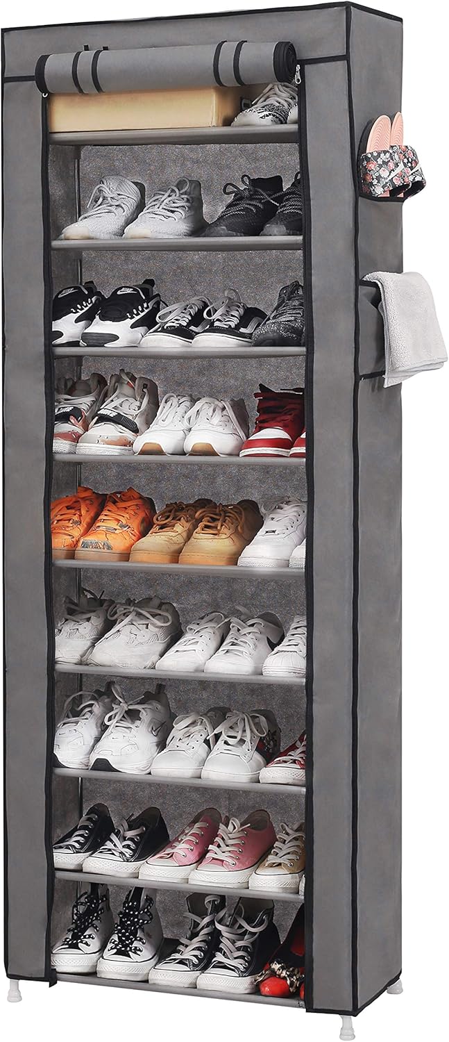 Storage Organization Pengke 10 Tiers Shoe Rack With Dustproof Cover Closet Shoe Storage Cabinet Organizer Grey Clothing Closet Storage homemade shoe rack for closet on Storage Organization Pengke 10 Tiers Shoe Rack With Dustproof Cover Closet Shoe Storage Cabinet Organizer Grey Clothing Closet Storage