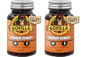Gorilla Rubber Cement with Brush Applicator, Clear Glue, 4 Fluid Ounces (Pack of 2) - Easy to Use, Non-Wrinkling, Non-Yellowing