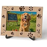 Qiwog Dog Photo Frame - Wooden Desktop Paw Frame with Stand - Pet Memorial & Dog Lovers Gifts