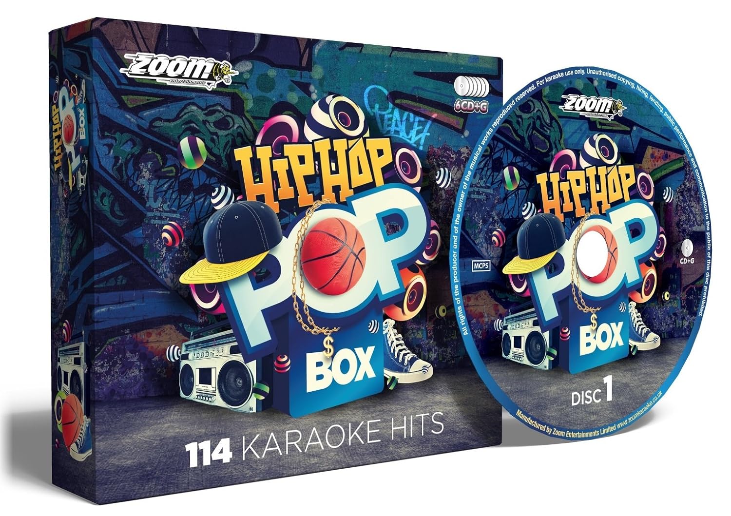 Zoom Karaoke Hip Hop & Rap Pop Box Party Pack 6 CD+G Box Set 114