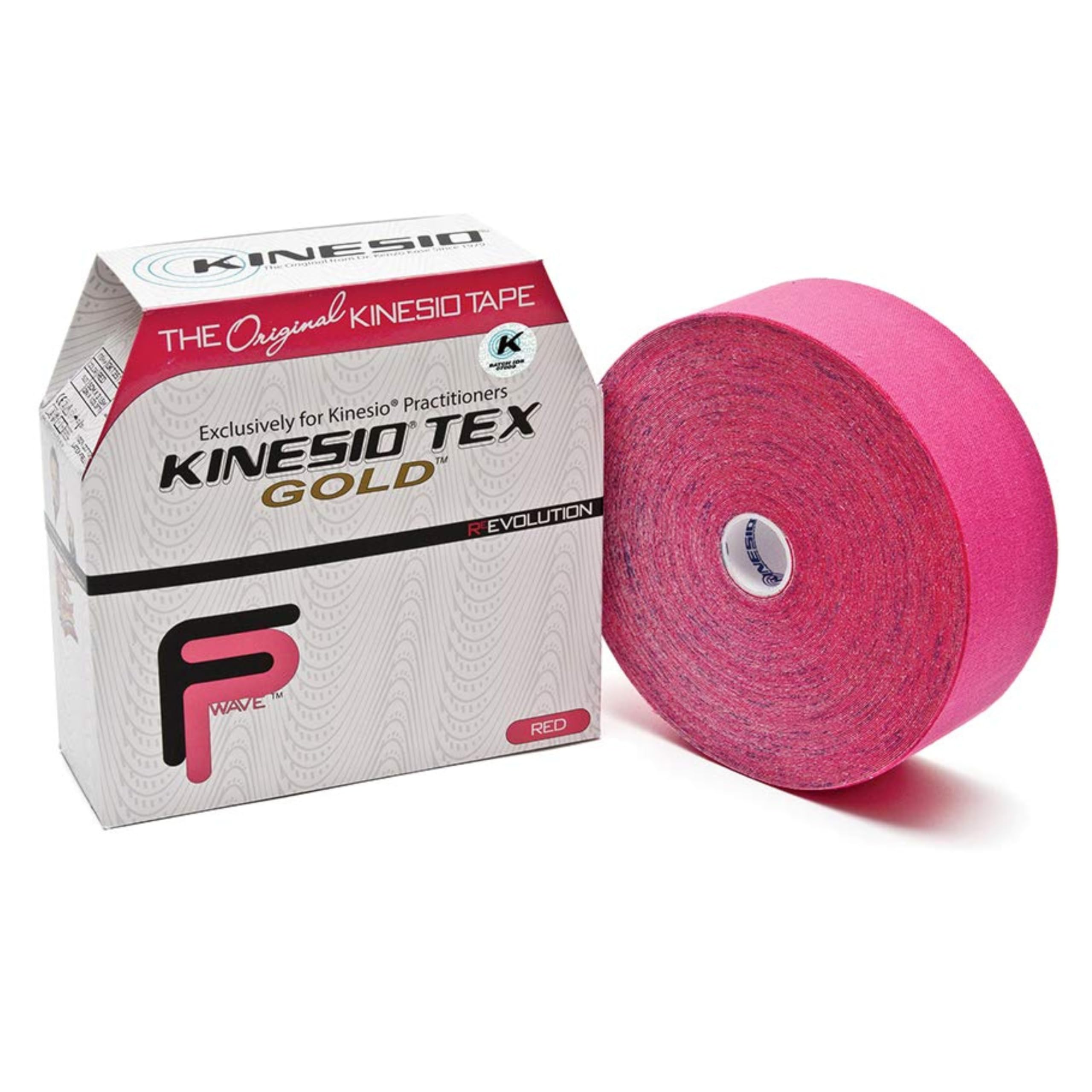 Kinesio Kinesiology Elastic Tape – Therapeutic Kinesiology Tape Roll for Knee Support – Latex-Free Physio & Sports Tape for Muscle Recovery, Breathable Cotton, Water Resistant - Pink-Red, 5cm x 31.5m