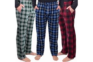 DG Hill 1Pack or 3Pack Mens PJ Pajama Pants Bottoms Fleece Lounge Pants Sleepwear Plaid PJs with Pockets Microfleece