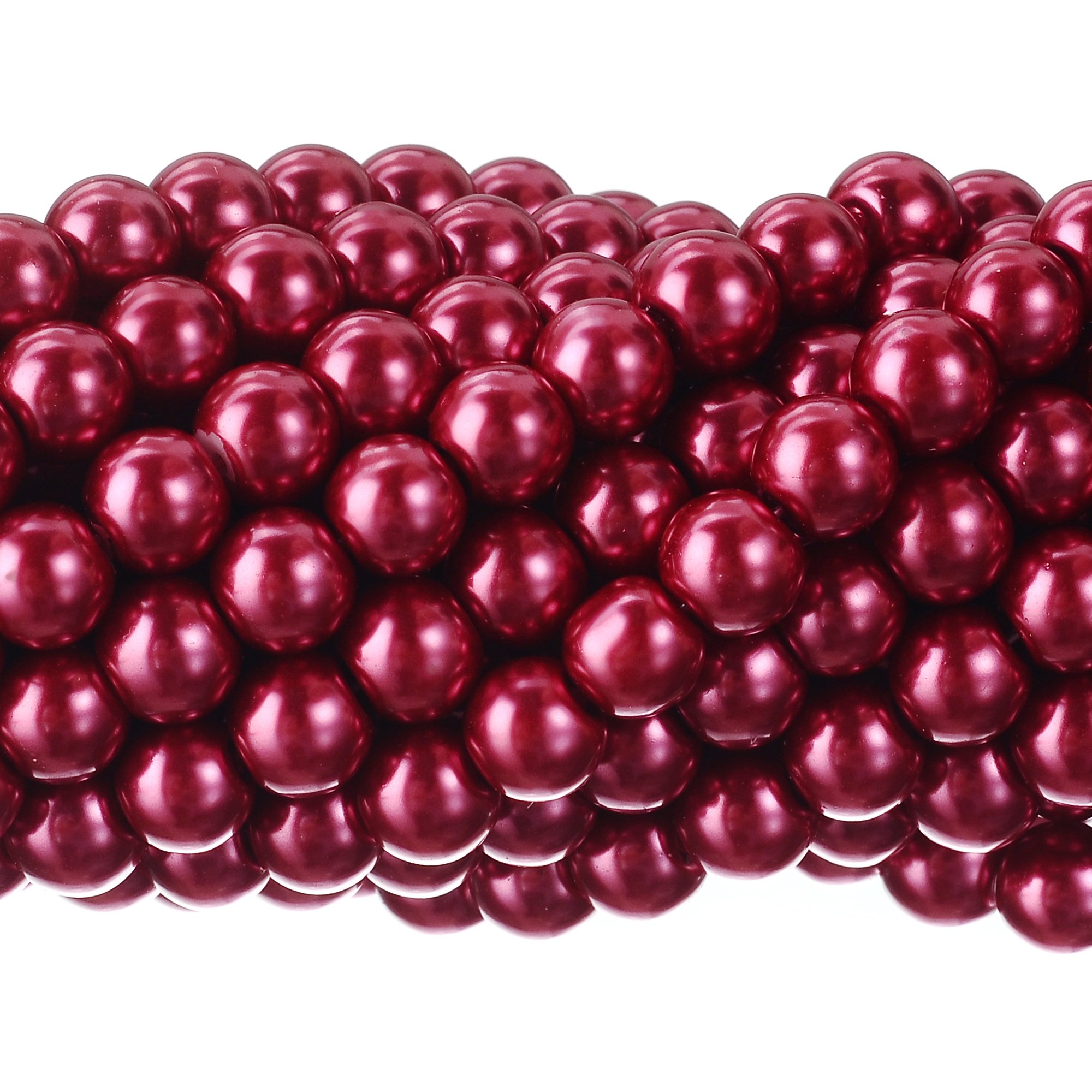 RUBYCA 200Pcs Czech Tiny Satin Luster Glass Pearl Round Beads for Beading Jewelry Making 6mm Rose