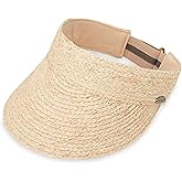 Wallaroo Women’s Capri Visor Hat – Natural Raffia | Adjustable Medium 58cm Fit | 4-Inch Brim