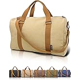 hichago Duffle Bag for Travel, Gym Bags for Men, Weekender Bags for Women, Carry On Bag with Luggage Sleeve, Canvas Bag with Shoulder Strap (Beige)