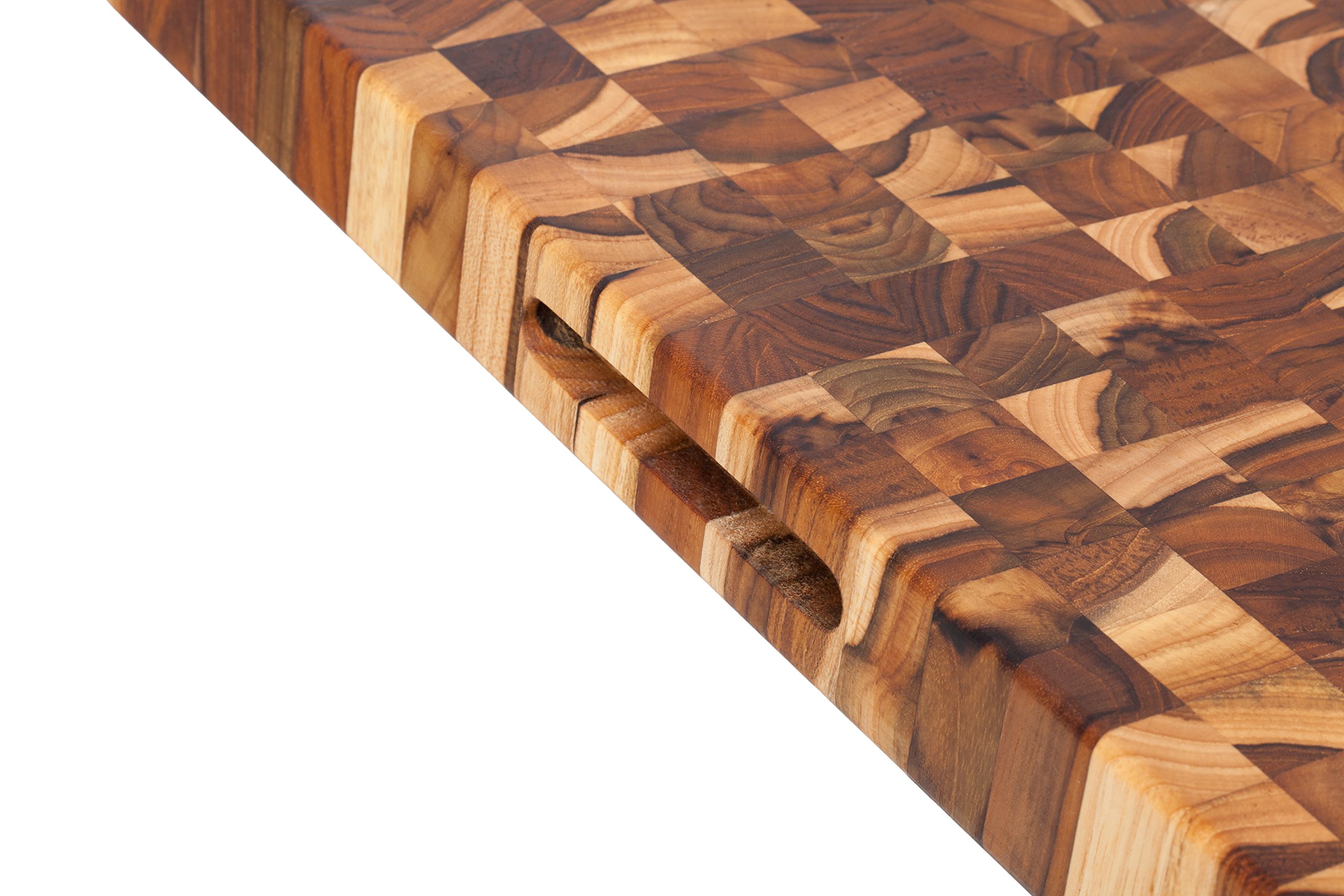 Teak Cutting Board Rectangle End Grain Butcher Block (24 x 18 x 1.5