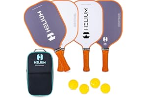 Helium Pickleball Paddles Set of 4 - USAPA Certified - Graphite Fiberglass Surface, Lightweight Honeycomb Core