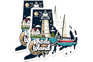 BLISS MONKEY CO. (2 Pack) Rhode Island State Shape Stickers - RI State Sticker - Choose from 50 States - 5 Inches On Longest Side - Premium Vinyl - for Cars, Skateboards, Laptops - Made in USA - BMCS1274