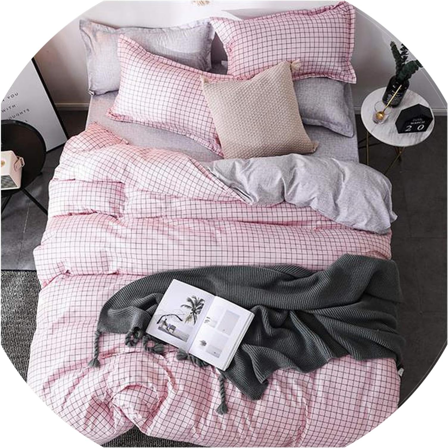 QianQianStore Comforter King Grey Bedclothes Bed Linen Snowflake Cotton Bedding Set Winter Bedsheets Duvet Cover Sets,As Picture6,Full Size (4Pcs)