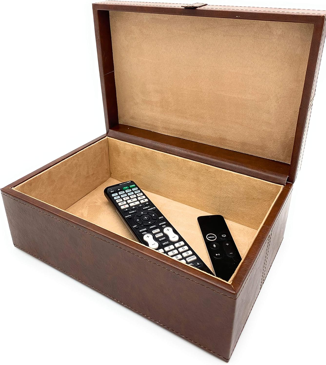 Leather box with lid Large Brown Leather box