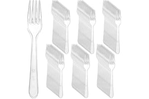 Plastic Forks, 100 Pcs Thickened Disposable Forks 7 Inch Heavy Duty Clear Plastic Forks for BBQ, Picnic, Home, Party, Restaur