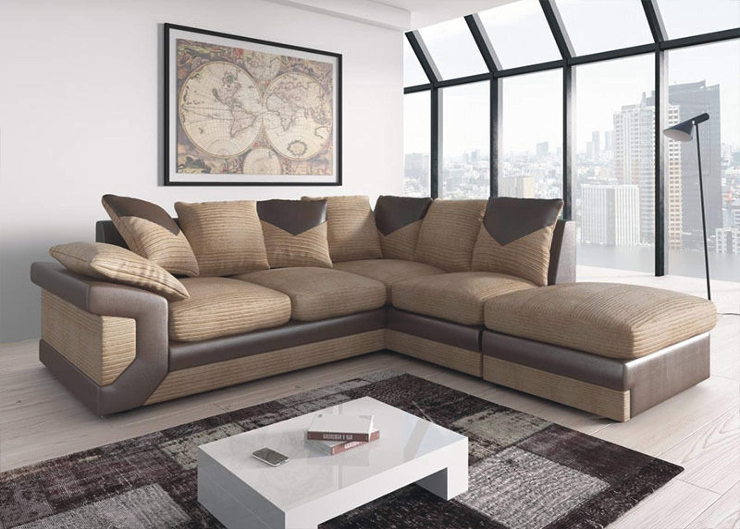 FURNITURE HUT UK DINO CORNER SOFA BROWN/MOCHA (Right)