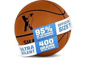 YGA SPORTS Silent Basketball Official Size 7 (29.5"): Upgraded 95% Bounciness - Ultra Silent Indoor Basketball with Real Feel Grip and Grooves - Airless Soft Foam Basketballs for Quiet Dribbling Inside