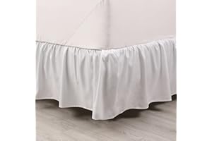 Martex Ruffled Bed Skirt - Easy Fit Lightweight 100% Microfiber Dust Ruffle - Ruffles for Queen Beds - Hotel Quality with 16 inch Tailored Drop - White Queen Bed Skirt (Queen, White)