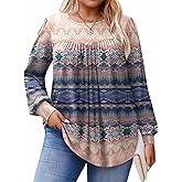 IN'VOLAND Womens Plus Size Tops Long Sleeve Shirts Crew Neck Flowy Tunic Fall Casual Loose Blouse 1X-5X