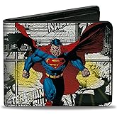 Buckle-Down DC Comics Wallet, Bifold, Superman B-Movie Comic Book Panels Poses, Vegan Leather