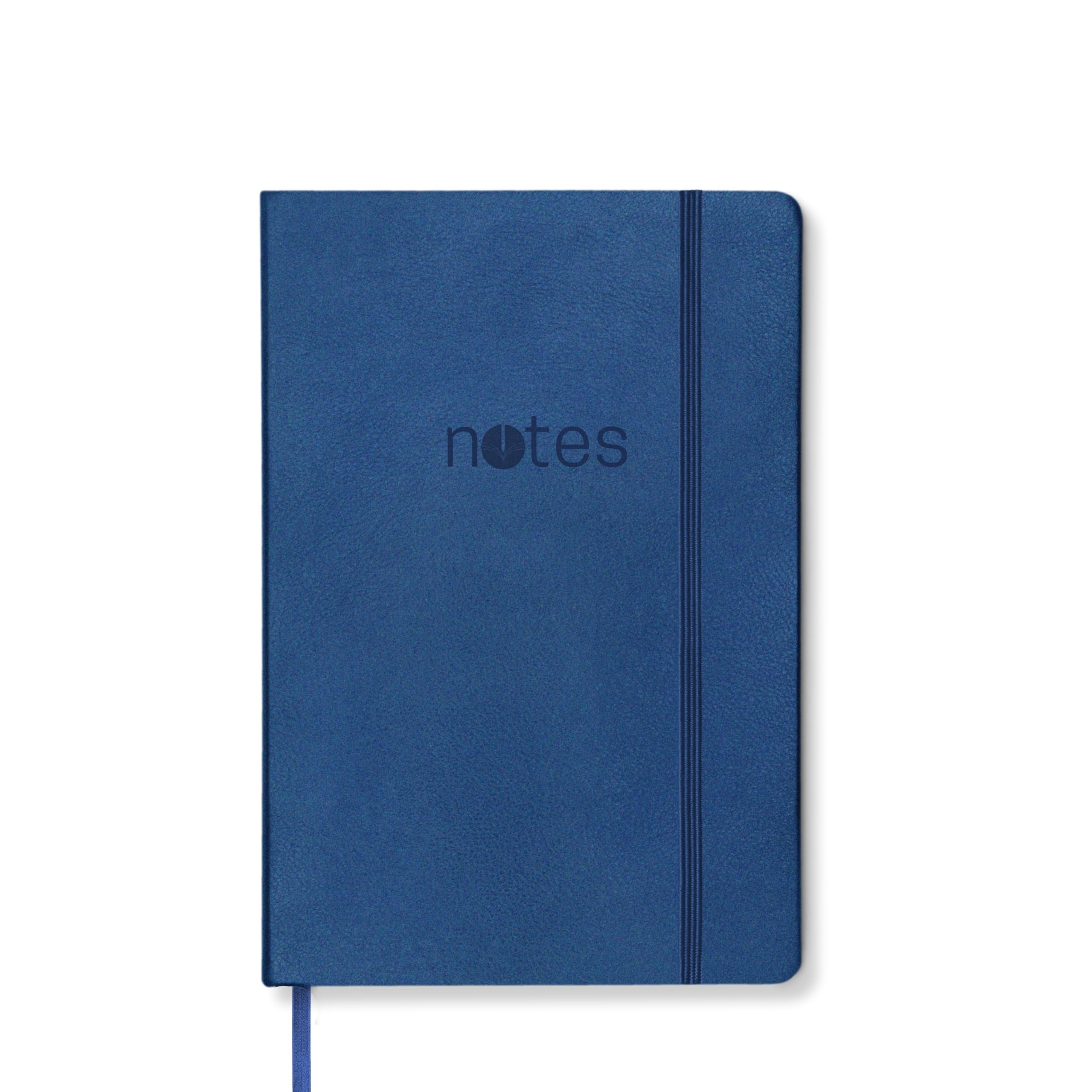 Creavvee® A5 Soft Touch Notebook 160 pages hardcover Lined paper, Elastic Closure & Ribbon Page Marker Blue