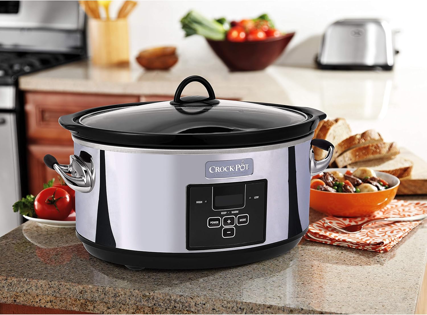 Crock-Pot 7 Quart Programmable Slow Cooker with Digital Countdown Timer|Polished Platinum: Kitchen & Dining