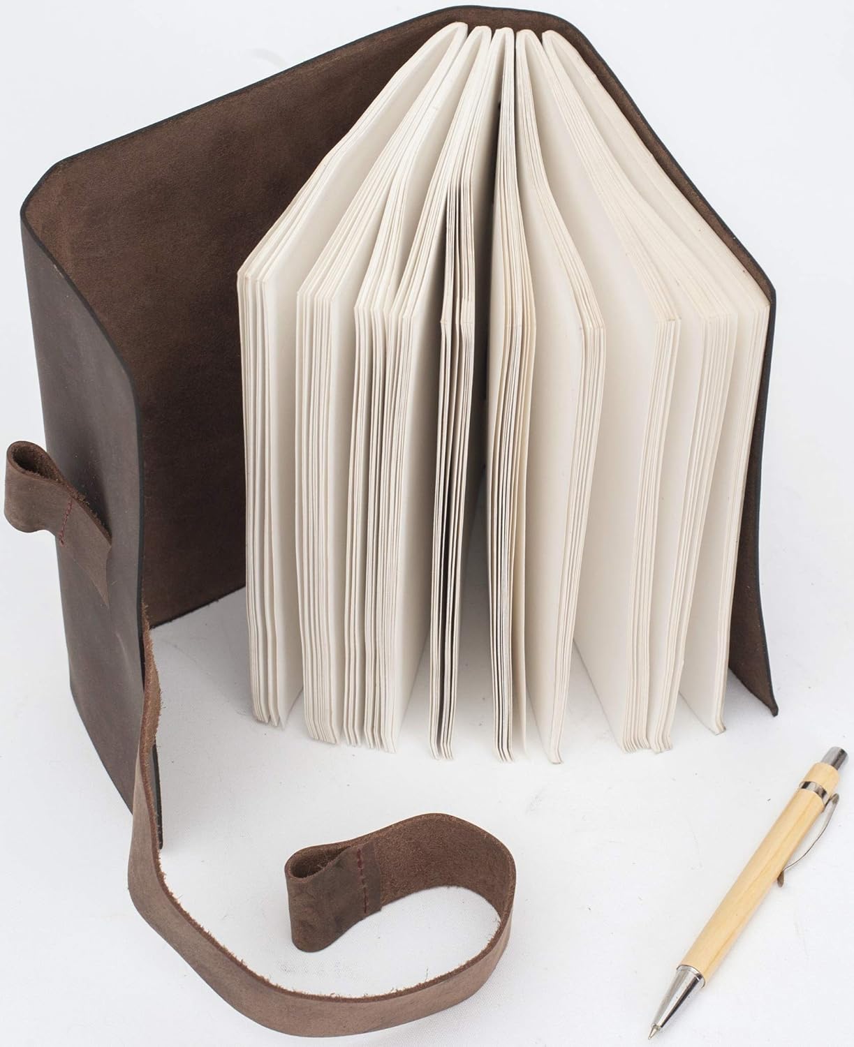 Genuine Leather Journal Writing Notebook with Pen Hand Made in India for Men and Women - Unlined Hand Crafted Recycled Sheets - 8x6 Inches - Perfect Gift Travel Diary, Sketchbook with Gift Box : Office Products