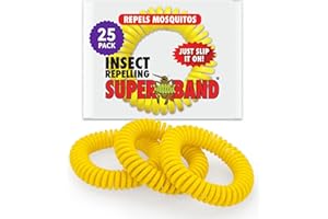 Superband Mosquito Repellent Bracelets for Adults & Kids - Pack of 25 - Long Lasting, Natural Bug and Insect Repellent Bracelet - Waterproof, Individually Wrapped, Deet-Free Bands - Yellow