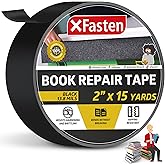 XFasten Book Binding Repair Tape, Black, 2-Inch by 15-Yard, Cloth Library Book Hinging Repair Tape, Acid Free and Archival Sa