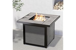 Grand Patio 32-Inch Outdoor Fire Pit Table, 50,000 BTU CSA Approved Square Propane Fire Pit Table with Ceramic Tile Top, Lava