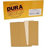 Dura-Gold 1/3 Sheet Gold Sandpaper Sheets, 80 Grit, Box of 20, Hook &amp; Loop | Backing, 3-2/3" x 9" Size, Wood Furniture Woodworking, Auto Paint - Jitterbug Sanders, Clip-On, Hand Sanding Blocks