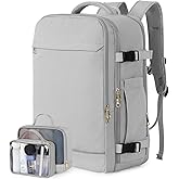 Sinaliy Travel Backpack, 40L 17 inch Laptop Travel Backpack Carry on Flight Approved, Personal Item Travel Bag, Waterproof Backpack for College, School, Business, Weekend, Work, Gray