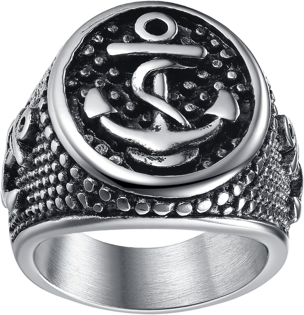 LineAve Men's Stainless Steel Sailor Rope Anchor Ring