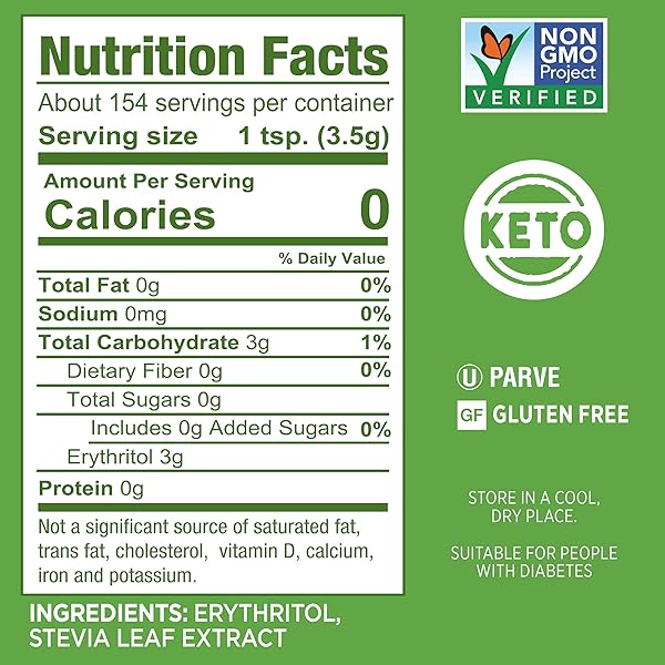 SPLENDA STEVIA ZERO CALORIE SWEETENER, PLANT BASED SUGAR SUBSTITUTE GRANULATED POWDER, 19 OZ JAR
