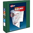 Avery Heavy-Duty View 3 Ring Binder, 2 Inch One Touch EZD Rings, 540-Sheet Capacity, 2.8 Inch Wide Spine, Customizable Clear Cover and Spine, 1 Green Binder (79683)