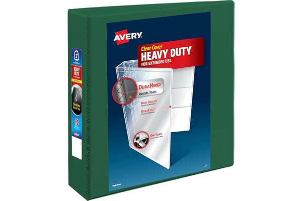 Avery Heavy-Duty View Binder, 2" One Touch Rings, 540-Sheet Capacity, Green (79683)