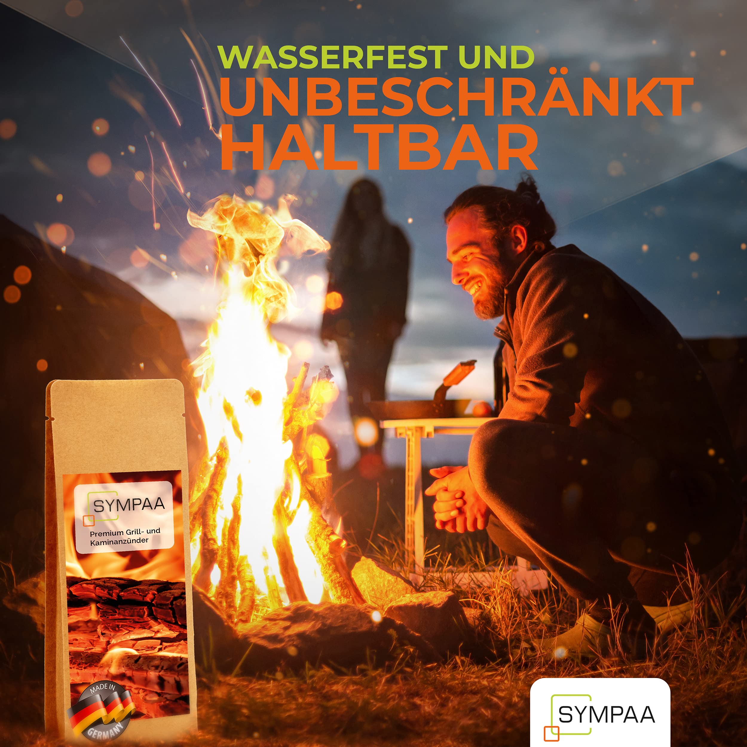 SYMPAA Grillanzünder mit starken 15min XXL Brenndauer | 35 Stück | Öko-Kaminanzünder aus Hartholz und Wachs | Nachhaltige Feueranzünder im Profi-Sparpack 4
