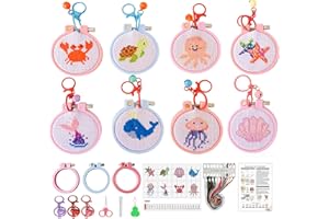 8 Pack Cross Stitch Kits for Beginners,Marine Animals Stamped Cross Stitch Kits for Kids,Embroidery Kit 11CT Cross Stitch Kit