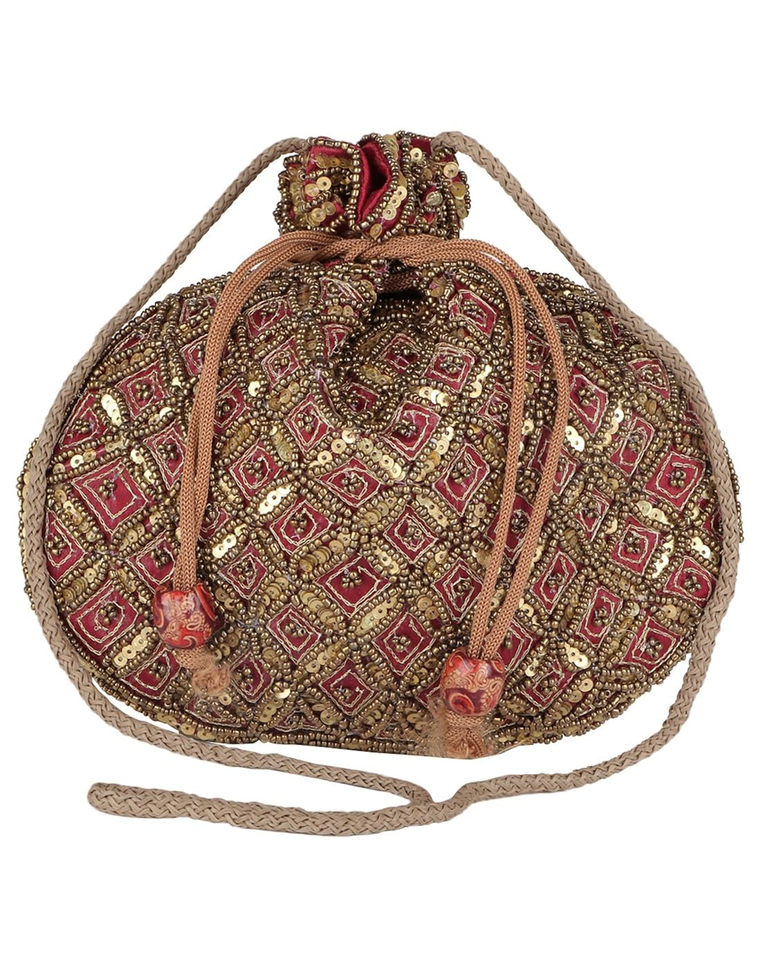 fashiondrobe women's broad potli (maroon)(fdbp005)