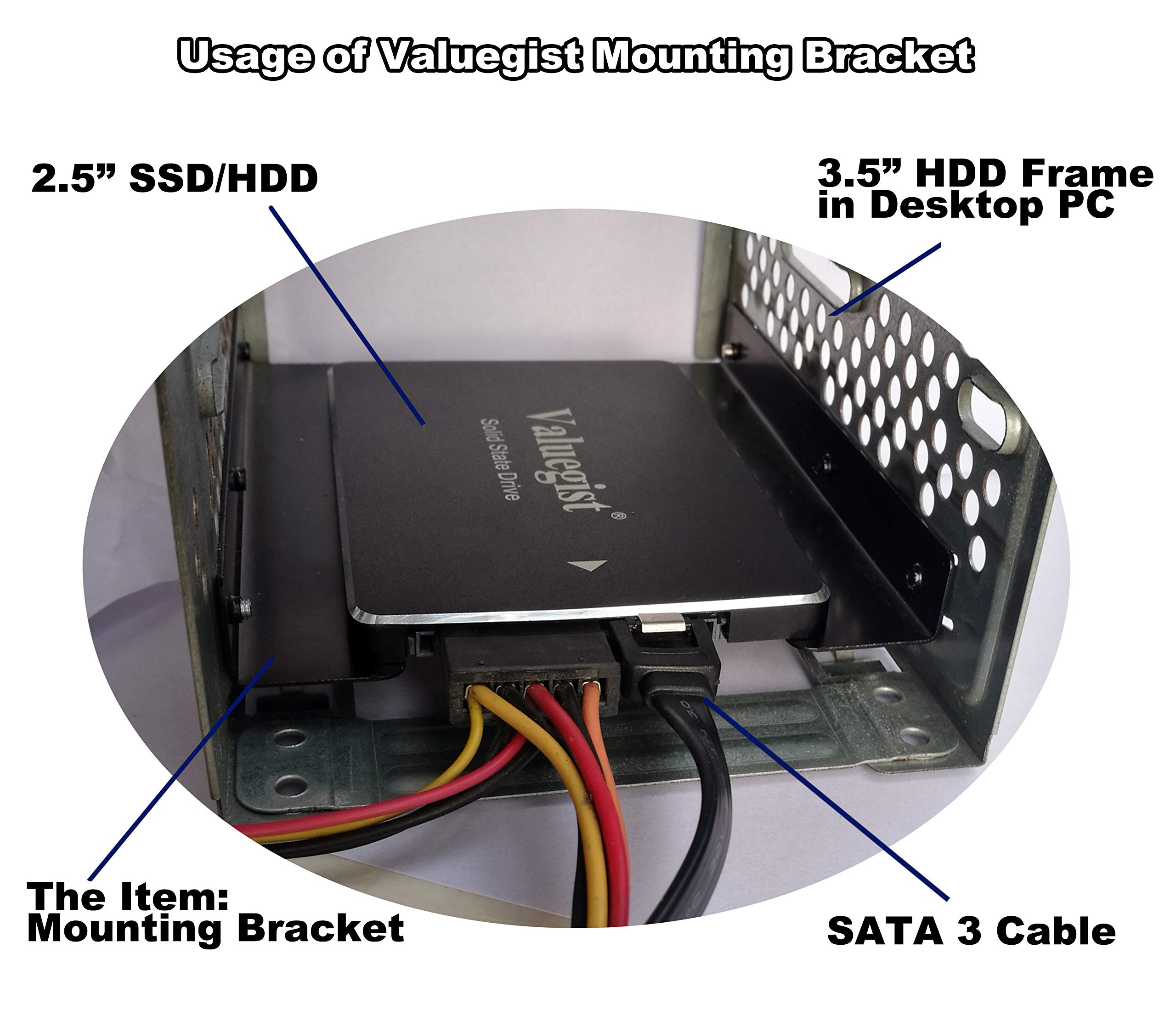 Valuegist 2.5" to 3.5" Internal SSD/HDD Mounting Kit, Metal Bracket