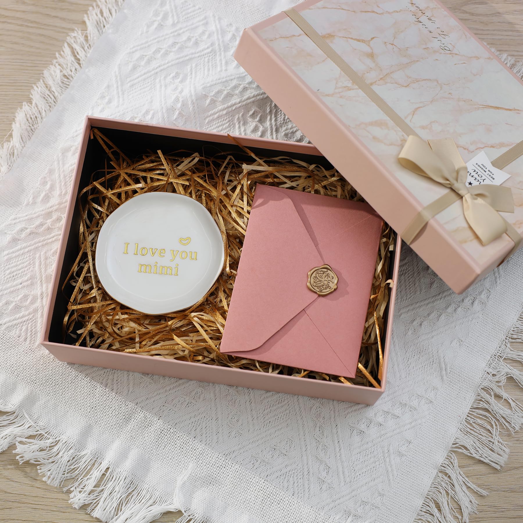 HOME SMILE I Love You Mom Ring Dish Jewelry Tray-Mother's Day Birthday Gifts for Mom-Best Gifts for Mother Who Have Eveything-Valentine's Day for Mum Unique