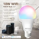 ANTELA Smart Bulb E27 RGBW 9W 1000LM WiFi Alexa Google Home 4 Pack view 2