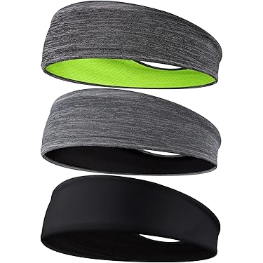 Banda De Cabello Para Deporte - Pack De 2, Tela Tipo Toalla Negra. Sujeta El Sudor Al Correr, Hacer Gym O Jugar
