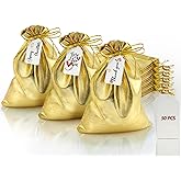 DOYIDE 50Pcs Gold Drawstring Gift Bags, 8x12in Jewelry Bags Drawstring Pouches, Shiny Wedding Party Favor Bags, Sachet Bags Empty for Birthday Party Christmas Baby Shower Candy Favors