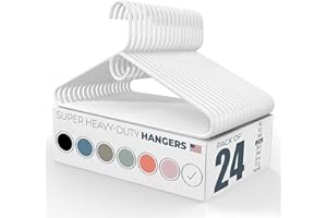 NEATIES Made in USA Super Heavy Duty Plastic Clothes Hangers - Bulk Packs Available, Strong Hangers for Closet and Clothing (24pk White)