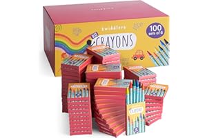 THE TWIDDLERS 100 Sets 6-Colour Mini Crayons Bulk Pack (Total 600) Non-toxic Wax Crayons Kids Colouring Activity, School Supp