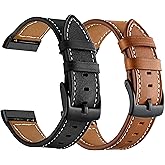 Anrir Bands for Fitbit Versa 4, Geniue Leather Replacement Watch Strap for Fitbit Versa 4/ Versa 3, Fitbit Sense 2/Sense Bands for Women Men-2Pack
