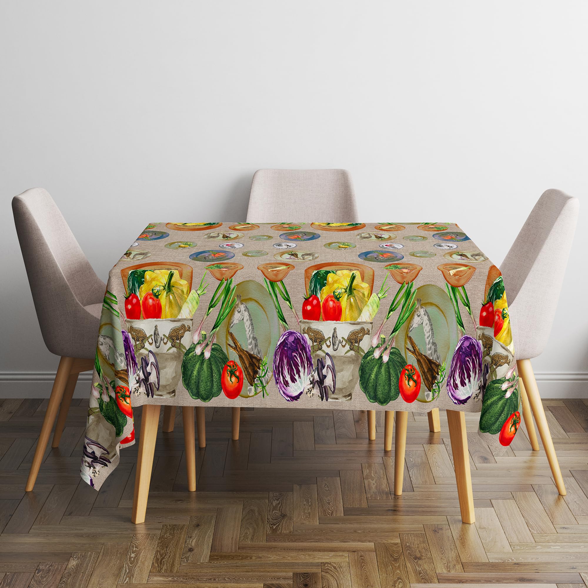 Italian Bed Linen Panama tablecloth, Stain resistant, 100% cotton, Orto in Tavola, 150x240 cm