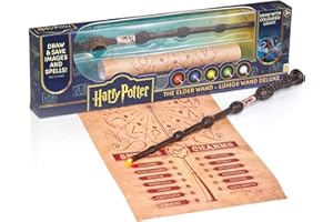 WOW! PODS Wizarding World: Deluxe Lumos Wand - Elder Wand - 14" Hand-Painted Replica, Color LED Tip, Spell Poster, Collectible Harry Potter Toy, App Photo Play